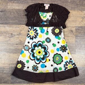 Candie's Floral Dress with Brown Shrug